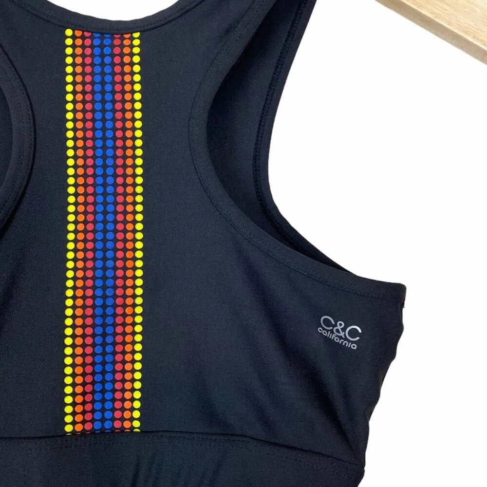 C&C California Black Mesh Stripe Sports Active Rainbow Bra XS - Image 6
