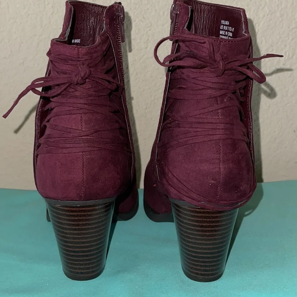 Yolinda Lace Up Bootie Bordeaux Purple Size 9 - Image 4