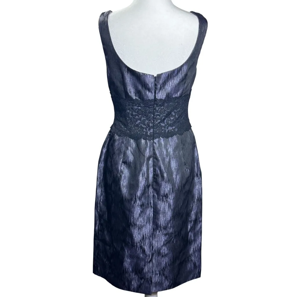 Maggy London Womens Dress Size 8 Lace Inset Metallic Brocade - Image 3