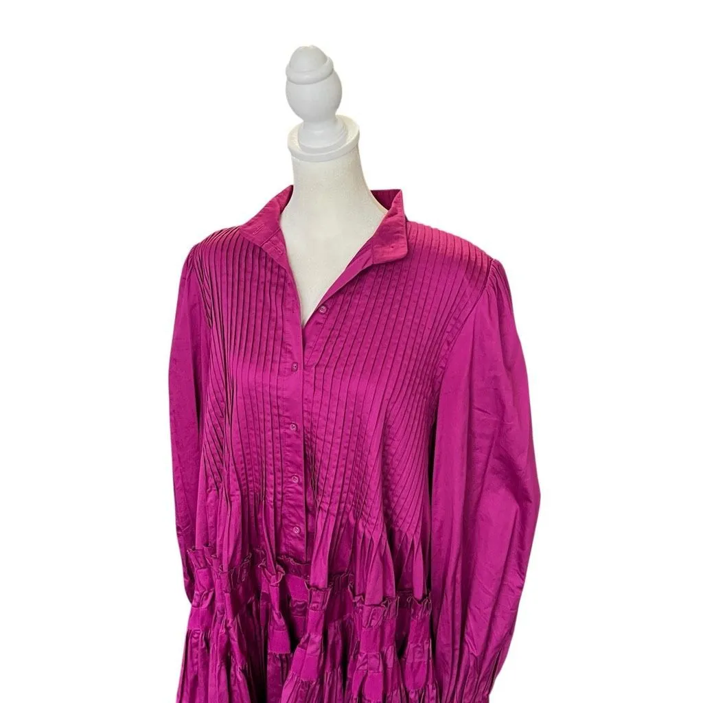 Aje Run Free Smock Dress | Magenta Pink | Size 12 | $475 Retail - Image 6