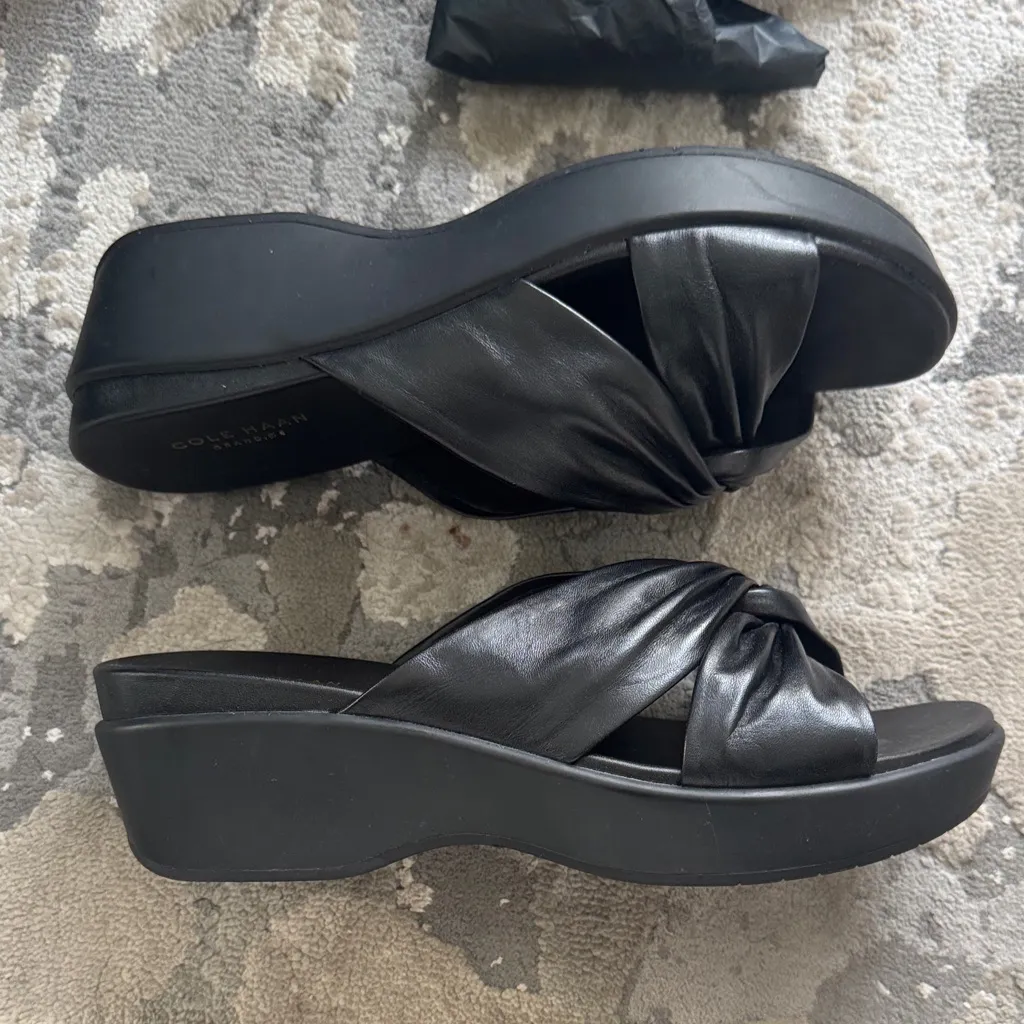 Cole Haan Women's Black Aubree Knotted Mules size 9 worn 1x in box - Image 4