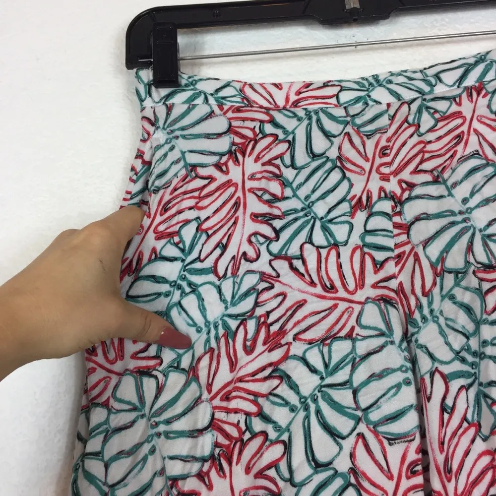 Onia Mila Wide Leg Palazzo Leaf Print Boho Pants - Image 5