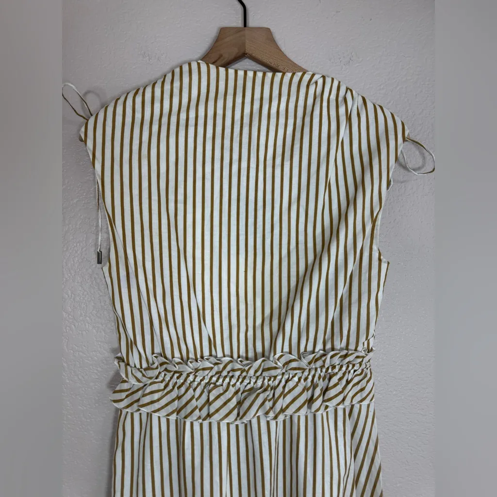 Robert Rodriguez Mariel Gold White Striped Cotton Midi Dress Small NEW $525 - Image 14