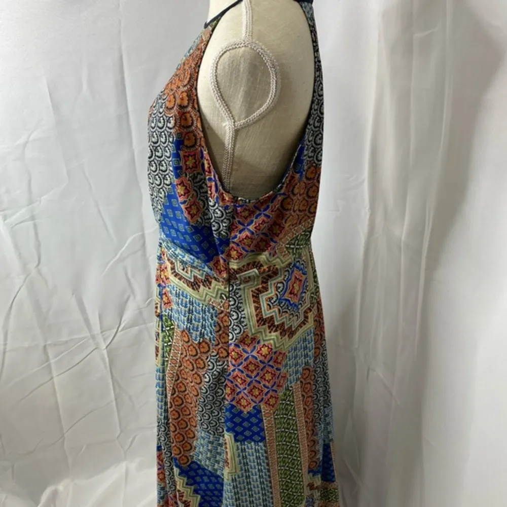 Under skies size large patchwork boho halter maxi dress - Image 9