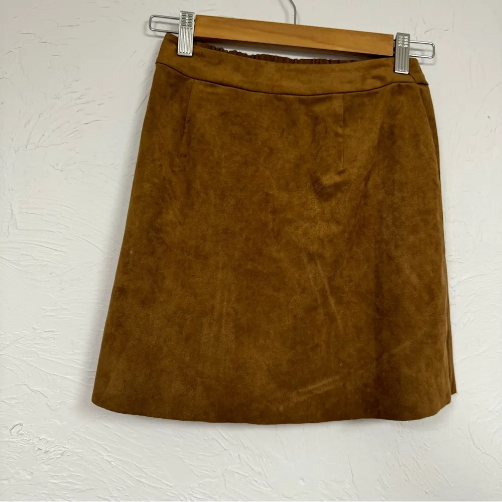 Aritzia Wilfred Free Brown Wrap Mini Skirt Womens XS Faux Suede Date Night - Image 3