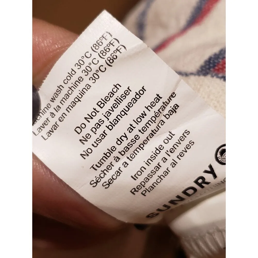 Sundry Shirt Dress Women's 0 White Striped Cotton Long Sleeve Keyhole Tie Front - Image 7