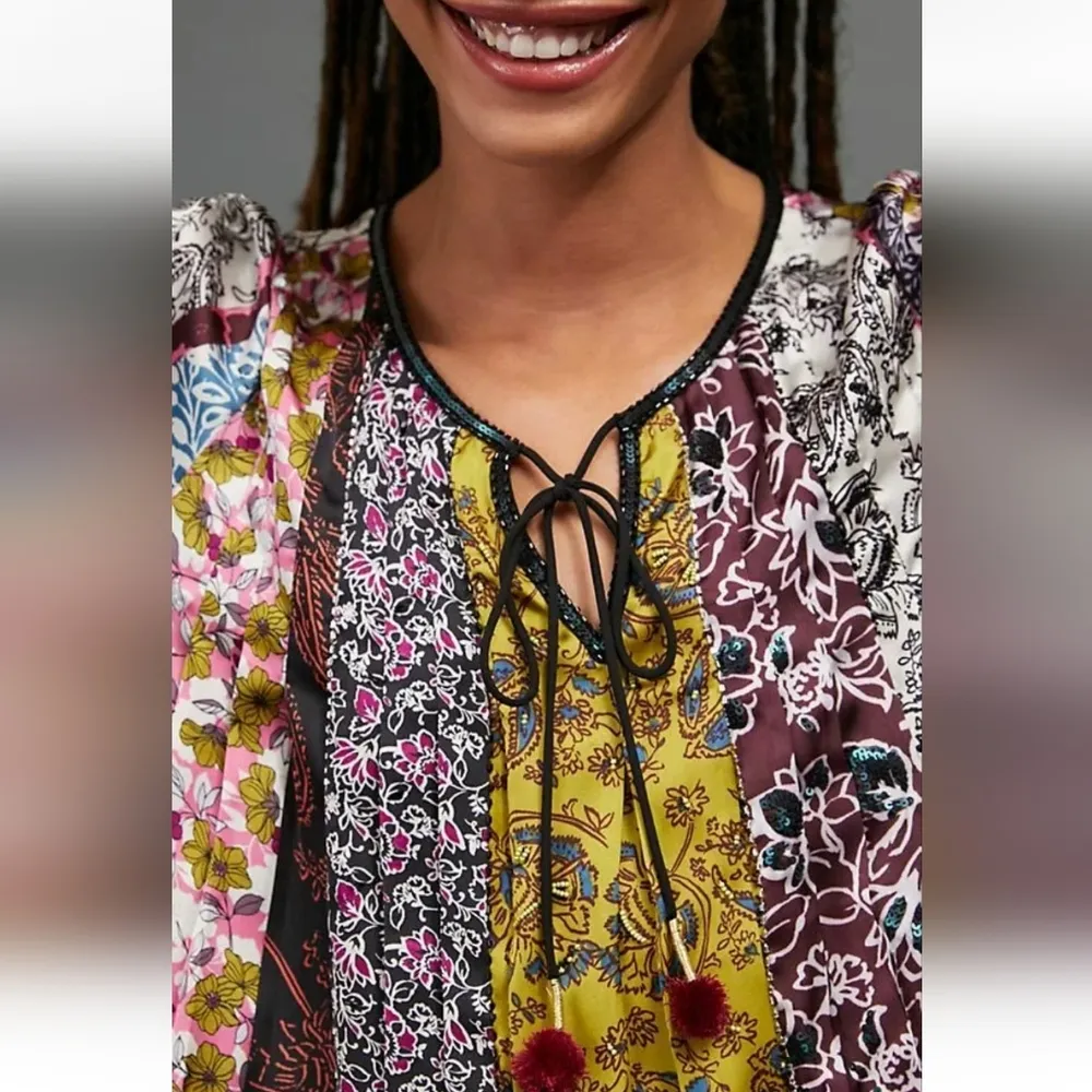 NWT Anthropologie Corinne bohemian boho Peasant Blouse SIZE XSP - Image 3