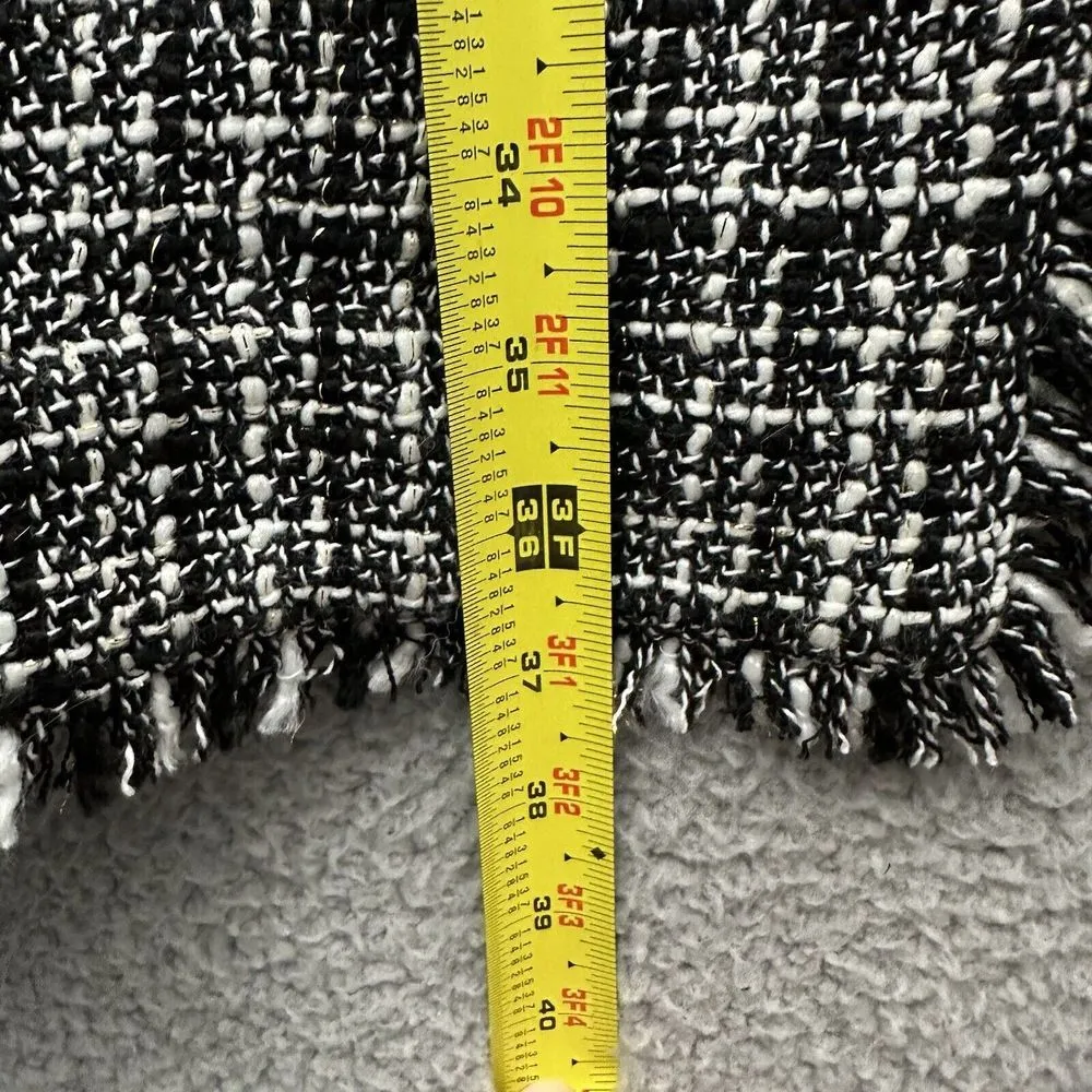 Long Tall Sally Tweed Fringe Coat Jacket Cotton Wool Blend Preppy Office Size 18 Black - Image 9