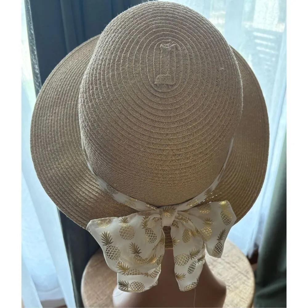 Kentucky Derby Straw Sun Bonnet/Hat Tan - Image 4