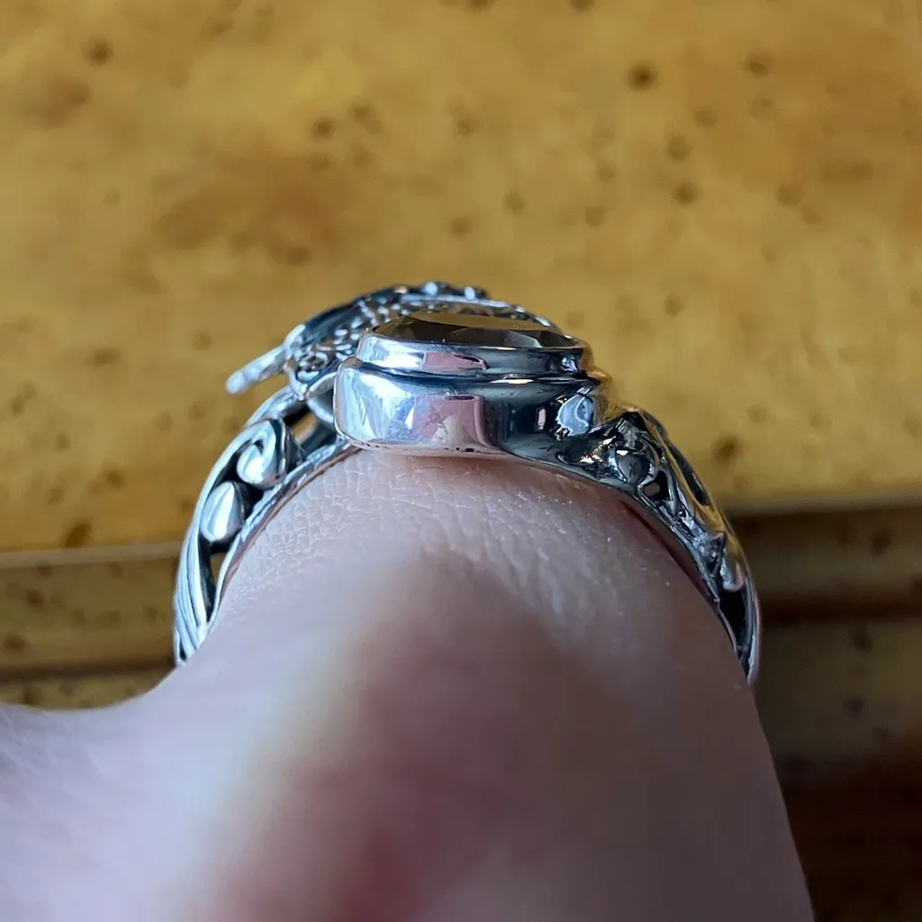 Brazilian Citrine Sterling Silver Butterfly Ring Size 8 - Image 2