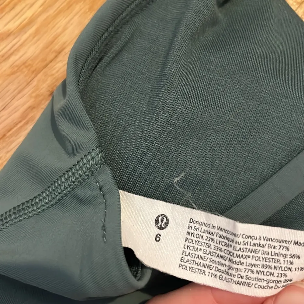 Lululemon Energy Longline Bra *Medium Support, B–D Cups Medium Forest Sz 6 - Image 3