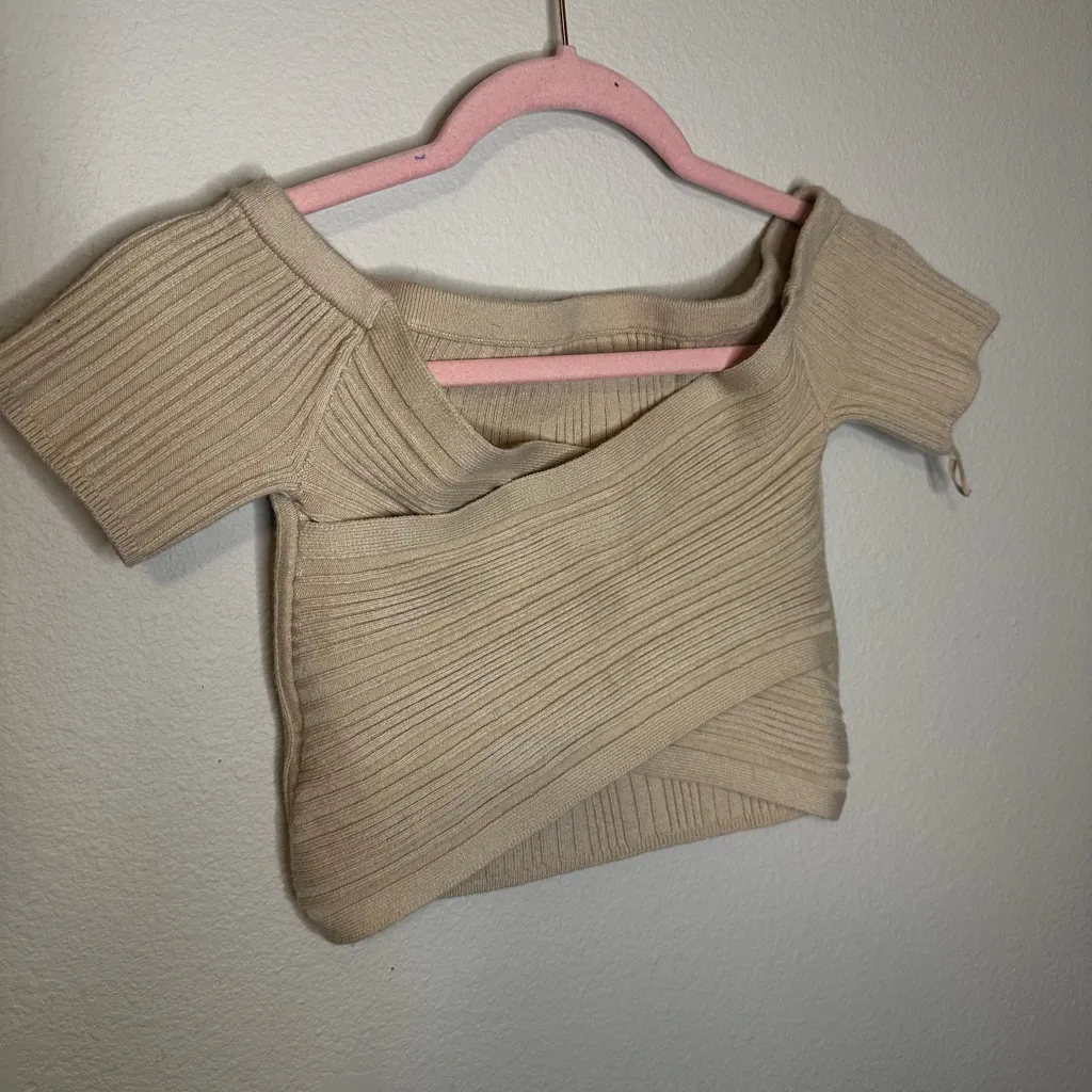 Aerie Tan Ribbed Crop Top - Image 3