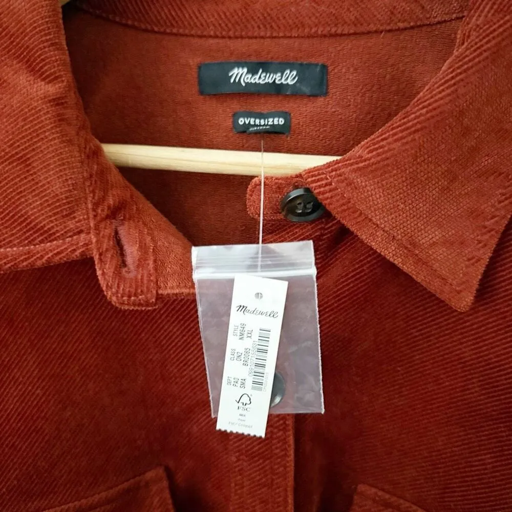 MADEWELL | Corduroy Oversized Shirt-Jacket Stained Mahogany Burnt Orange | XXL - Image 5