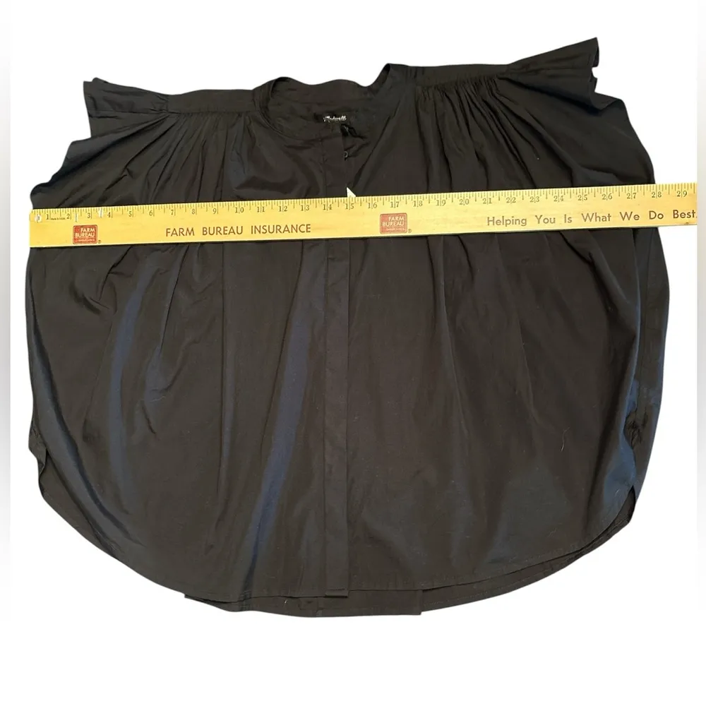 Madewell women’s Poplin Shirred Button-Up Shirt black Size L NWT - Image 9