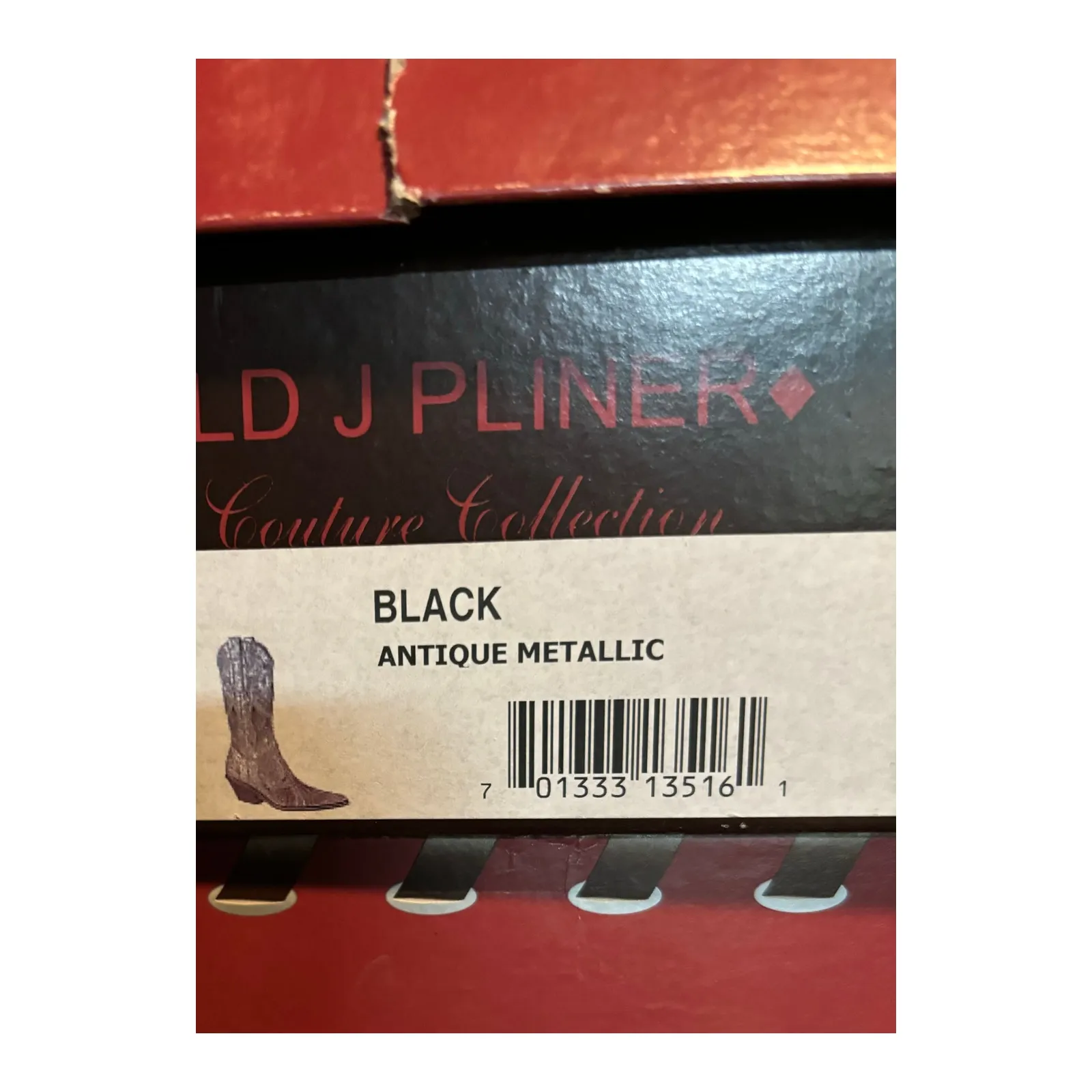 Donald Pliner Western Black Metallic Leather Intricate Stitch Boot New $750 NWT Size 5.5 - Image 6