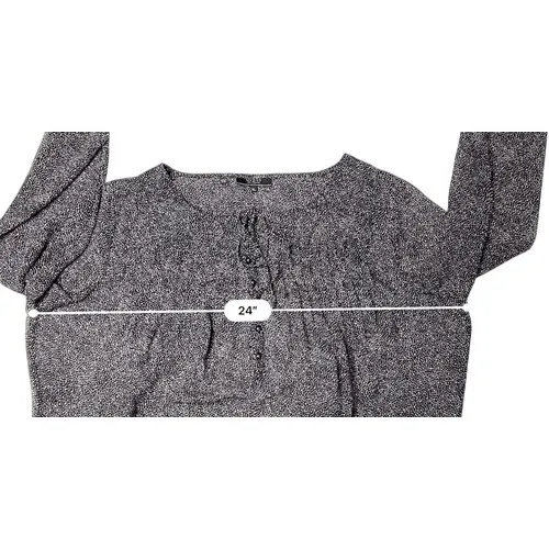 Guess Black‎ Dotted Sheer Blouse XL NWT Pleated Peasant Flowy Delicate Vintage - Image 7