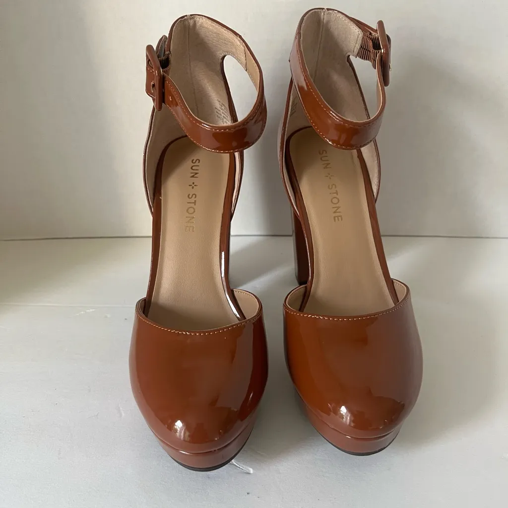 Sun + Stone Women's Tan Platform Heels Brown Size 7 - Image 2