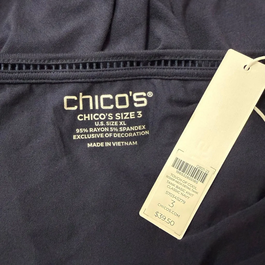 Chico’s Navy Touch of Cool Tank Top Sleeveless Rayon Spandex Size XL NWT - Image 7