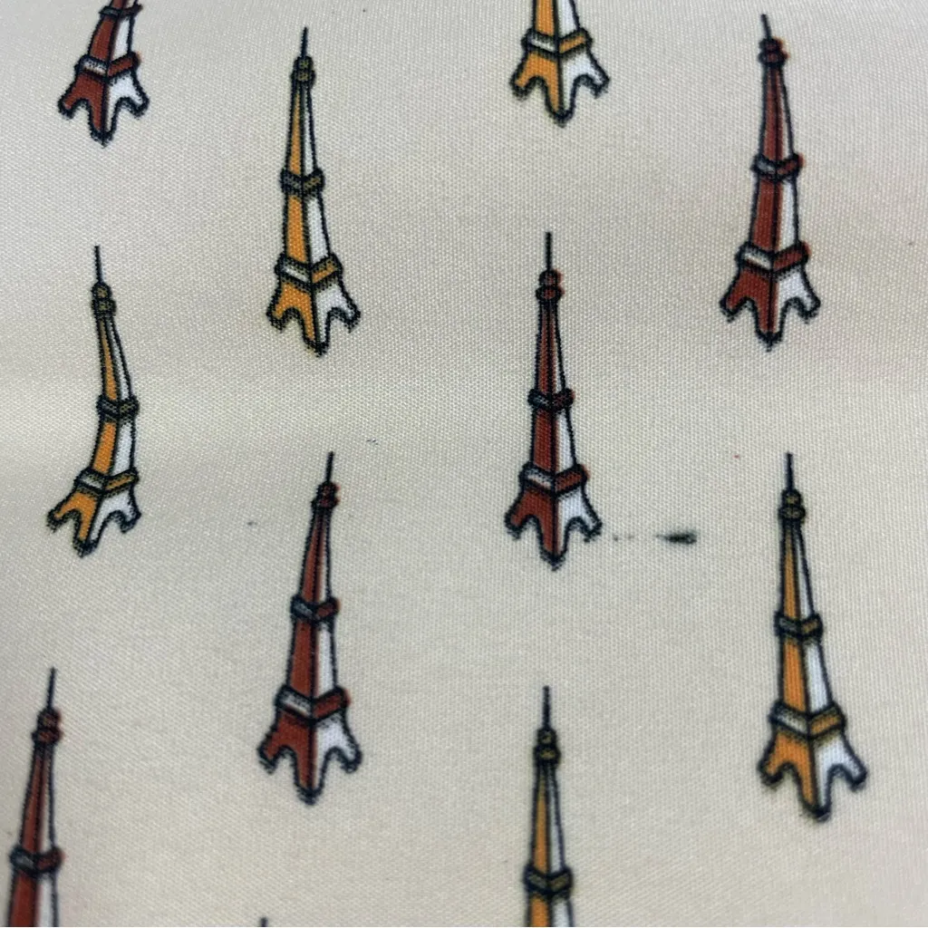 Patricia Scarf Paris Eiffel Tower Print Pattern Cream Navy Blue Playful Women - Image 7