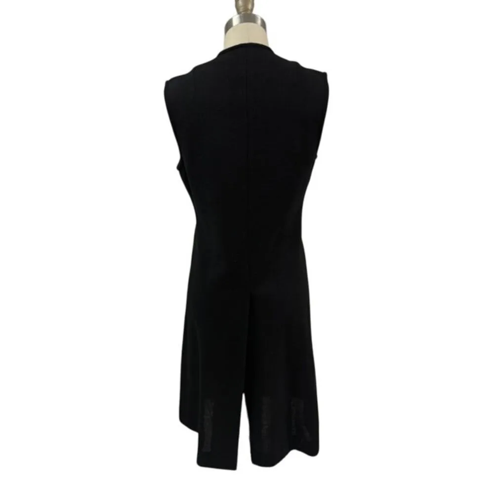 VTG Di Costa 100% Wool Long Black Sweater Vest Embroidered Floral Pattern Sz 8 - Image 6