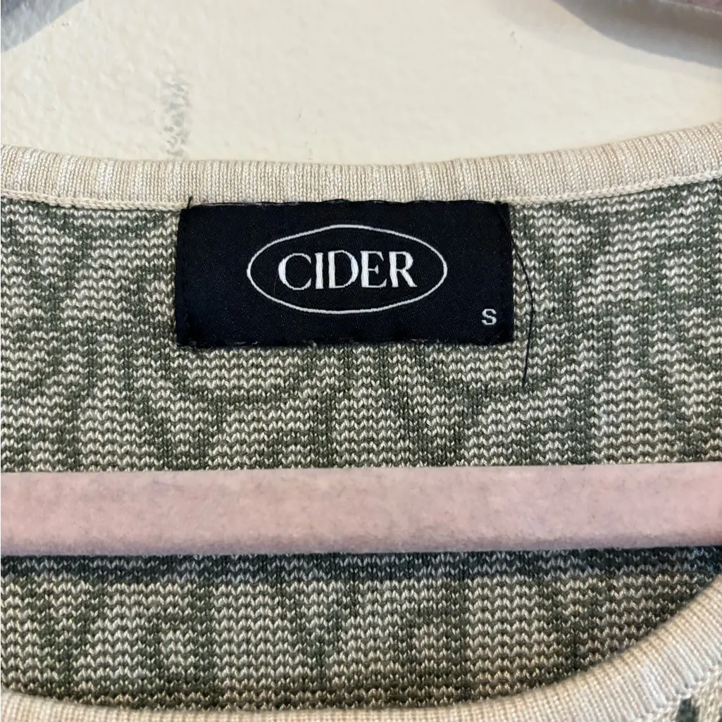 Cider  S Cream Green Knit Sweater Vest Crop Top Square Neck Geometric Pattern - Image 6