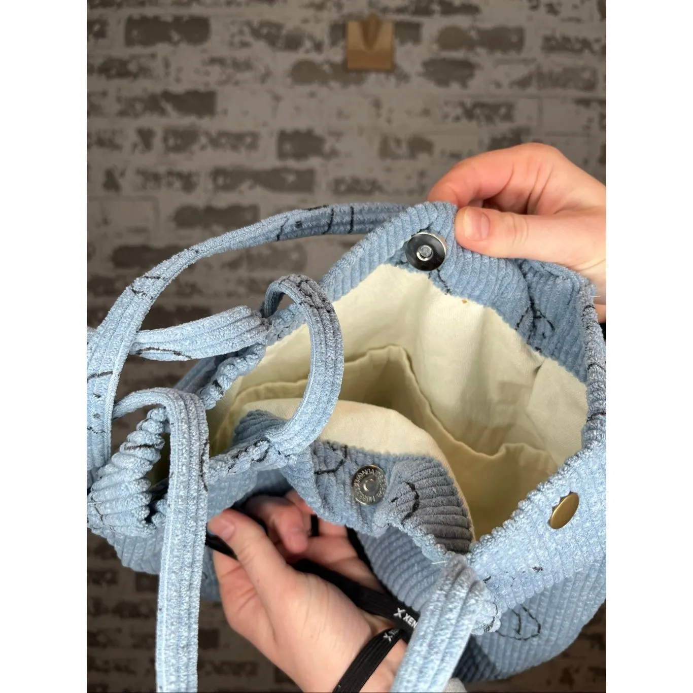 Smiley corduroy bag Blue - Image 2