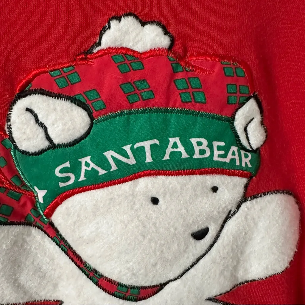 Vintage 90s Santabear Christmas Sweatshirt Red Korea Made Medium Holiday - Image 6