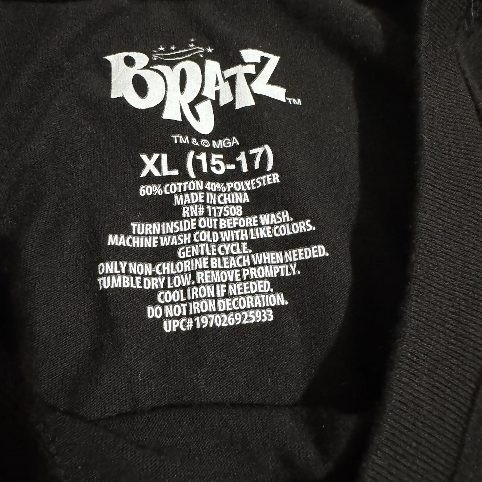 Bratz Women Black Silver Rhinestone Bling Spell Out Retro Y2K Style Top XL - Image 7