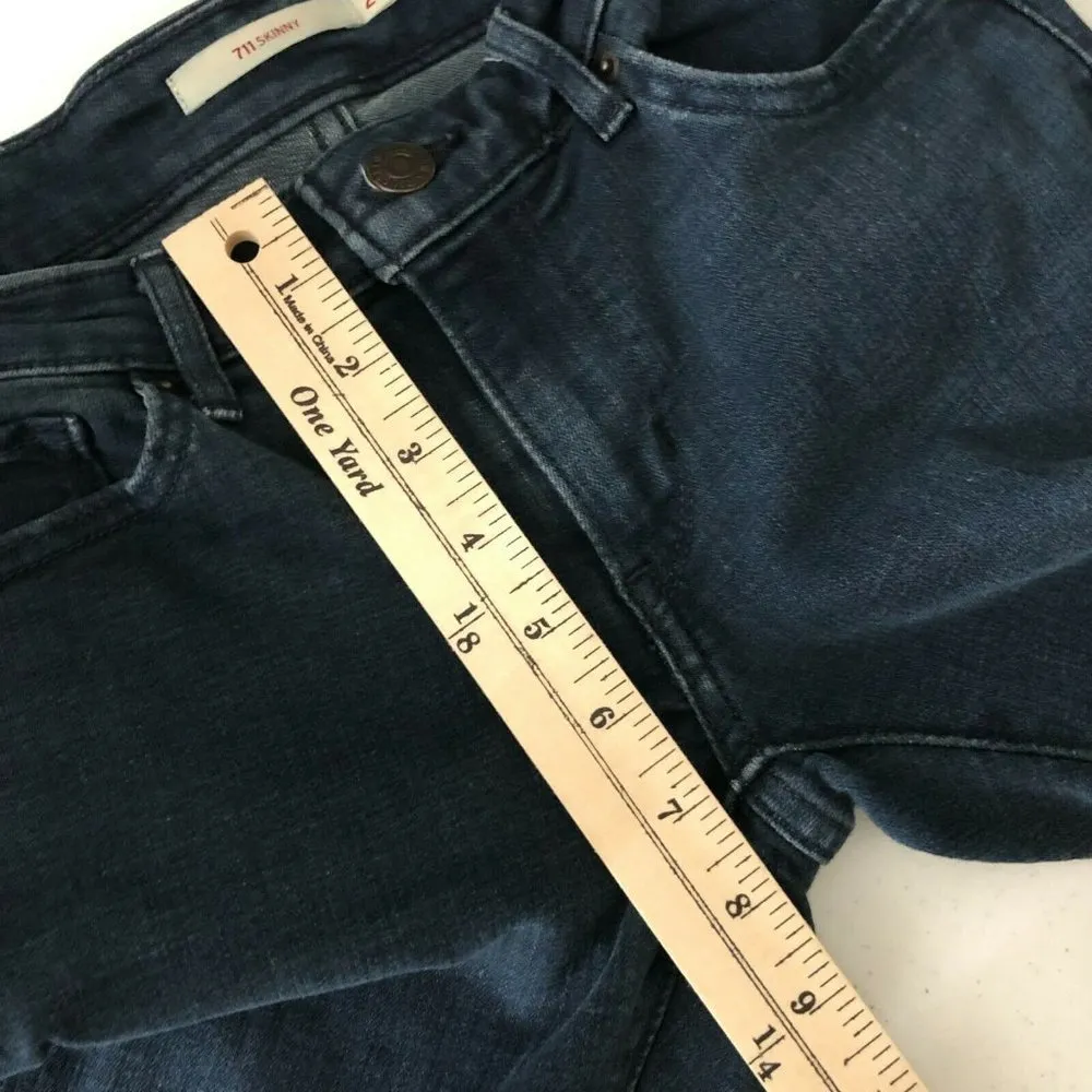 Levis Womens Jeans 711 Skinny Dark Wash Ankle Crop Raw Hem Stretch Size 27 - Image 8