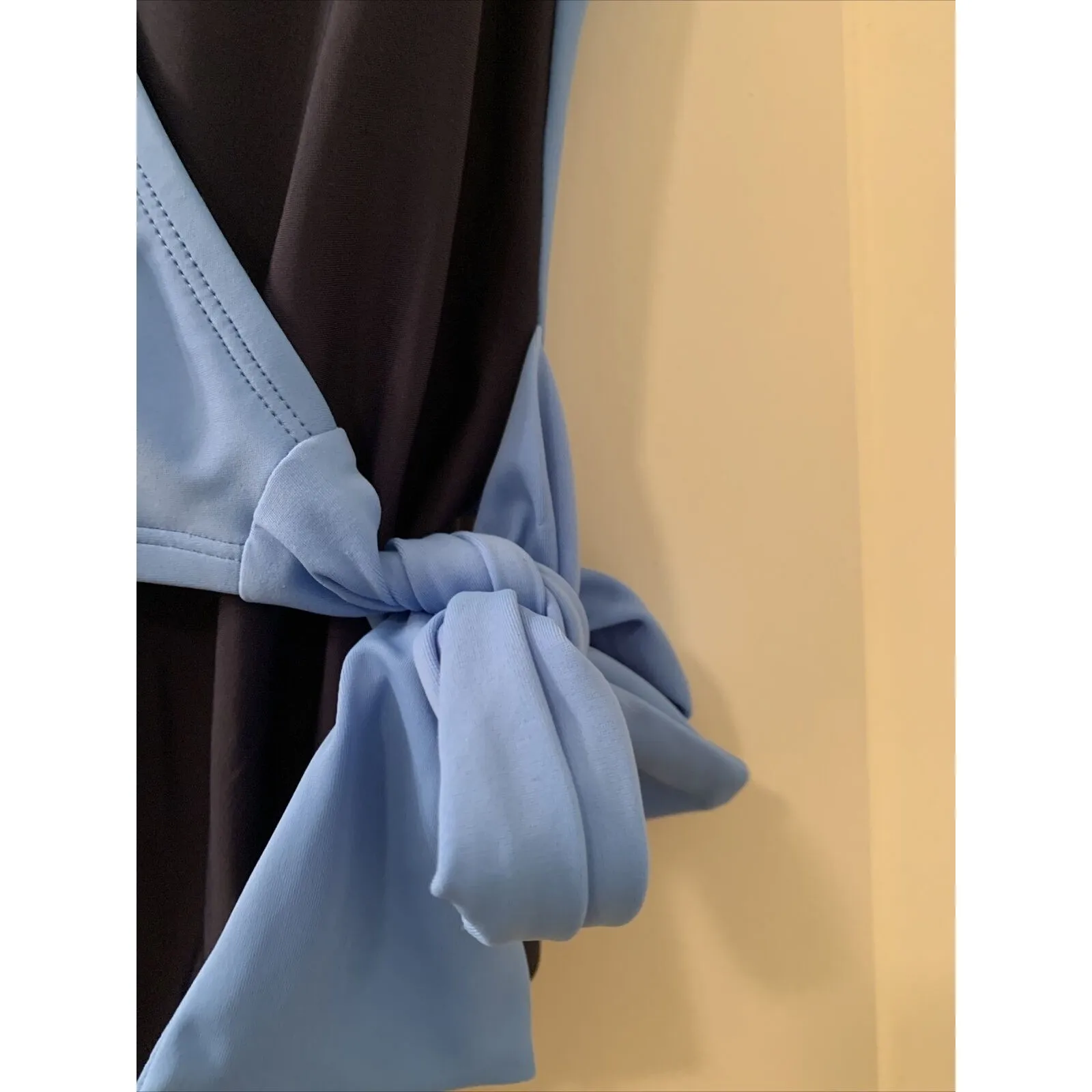 Kona Sol Women's Wrap Tie Colorblock One Piece Swimsuit Navy Blue Size Small - Image 10