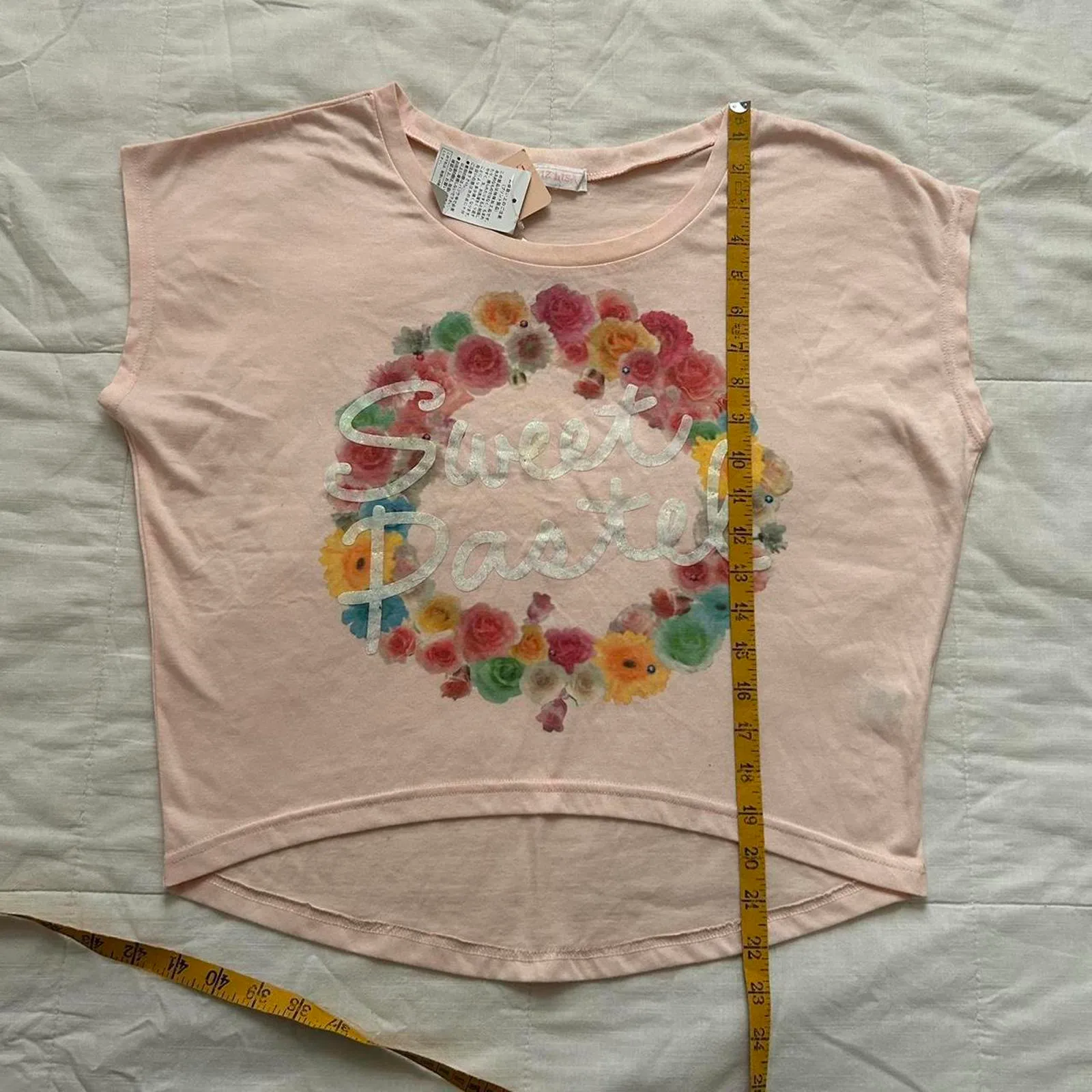 NWT Liz Lisa Pink and white flower crown print crop top Size 0 - Image 7