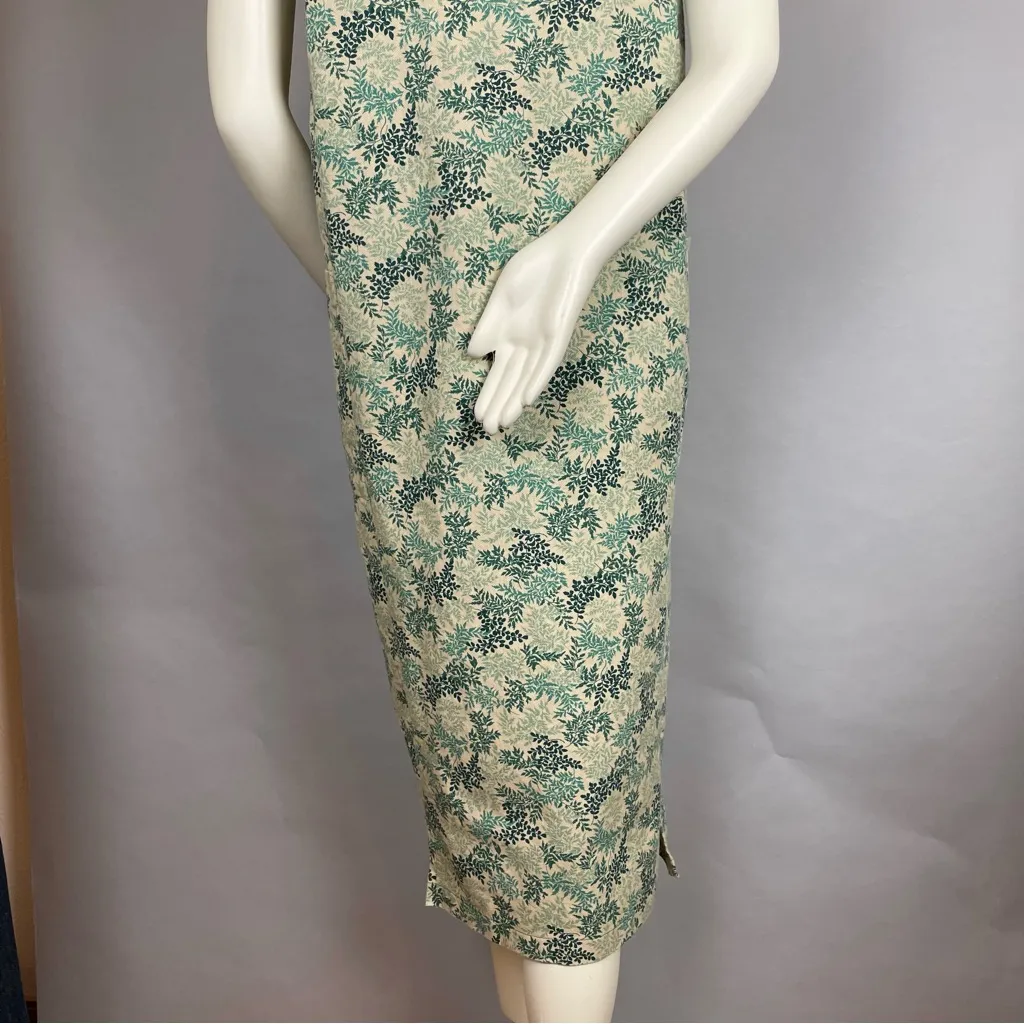 Handmade Shift Dress Leafy Pattern Print‎ Sleeveless Green Nature Midi Pockets - Image 7