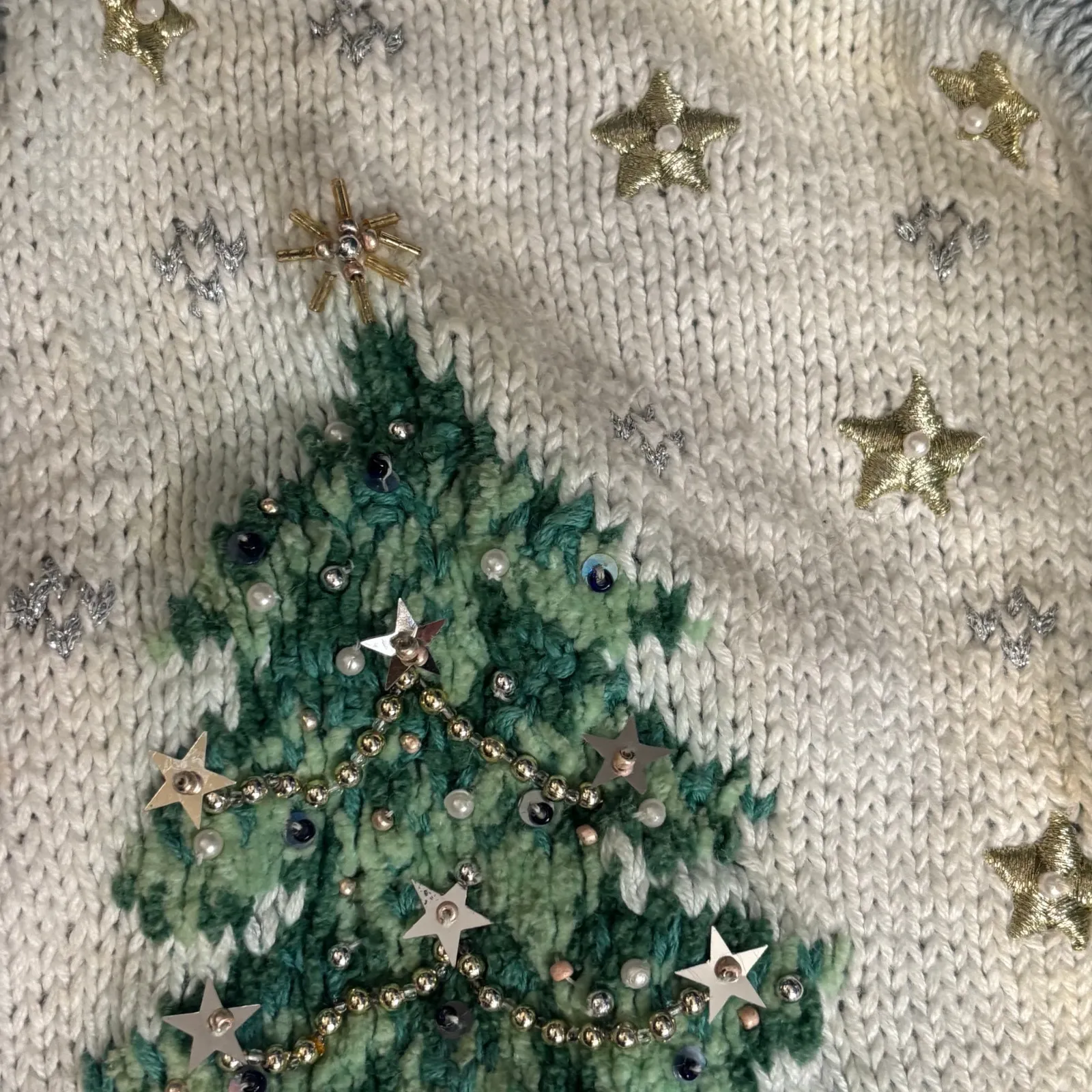 Vintage 90s Marisa Christina Beaded Christmas Cardigan Sweater Plus 2X Festive Blue - Image 13