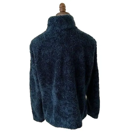Pendelton Plaid Sherpa Jacket Blue w Green Accents‎ Size Medium Insulated Teddy - Image 5
