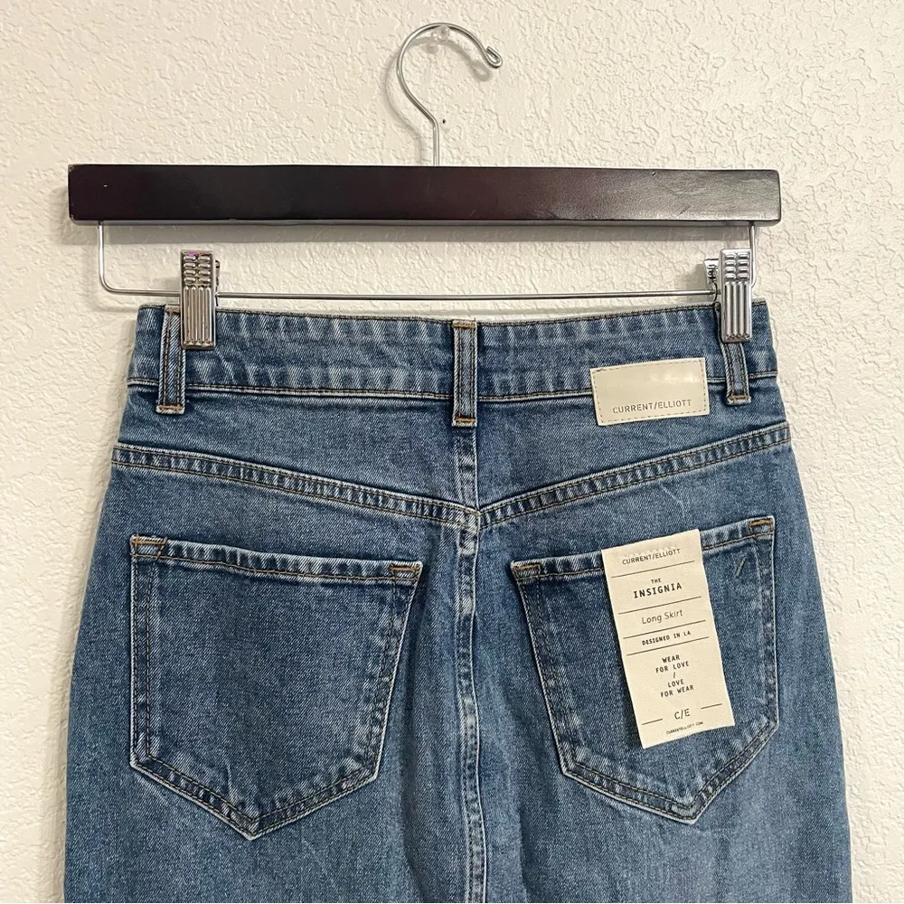 NWT Current/Elliott Womens Skirt Blue Denim Jean The Insignia Midi Size 26 - Image 4