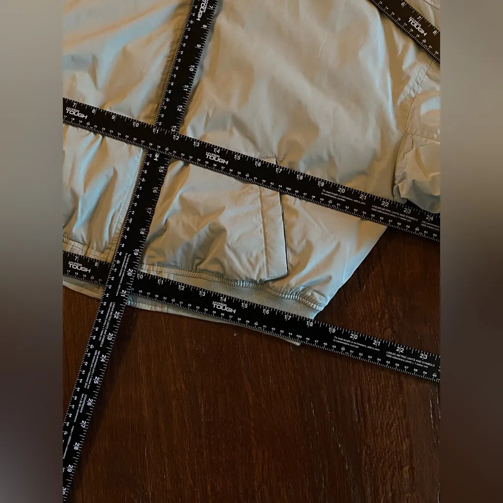 Aeropostale Cropped Bomber Jacket Large Green Zip Front - Image 14