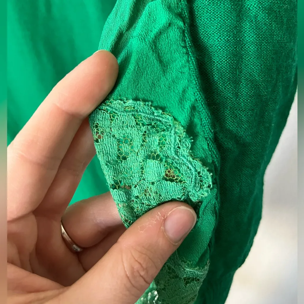 Stella McCartney Silk Mix Knit Sweater Lace Dress Kelly Green Women's Size 34/XS - Image 12