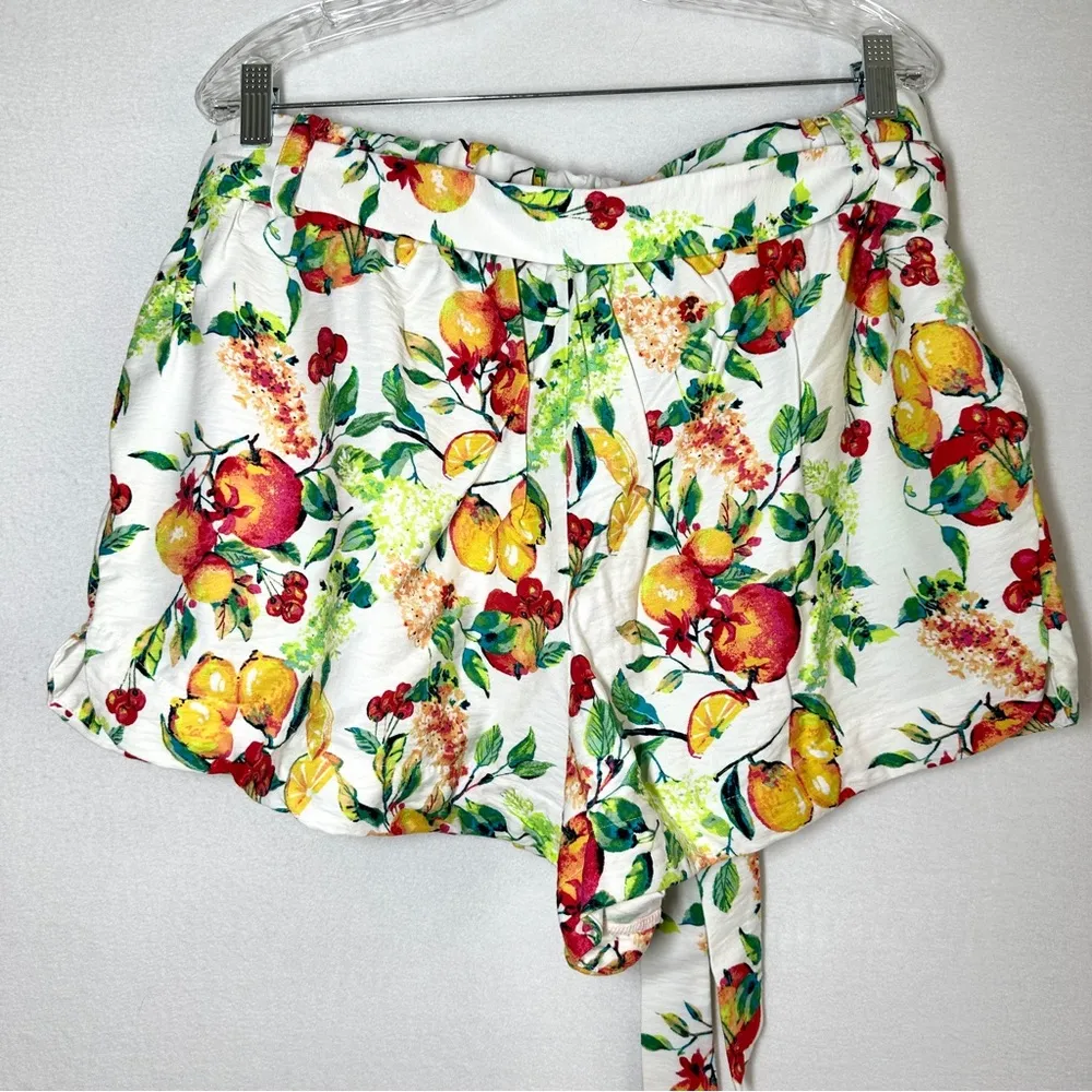 LC Lauren Conrad Shorts Womens XXL Fruit Flower Print Waist Tie Floral Summer - Image 4