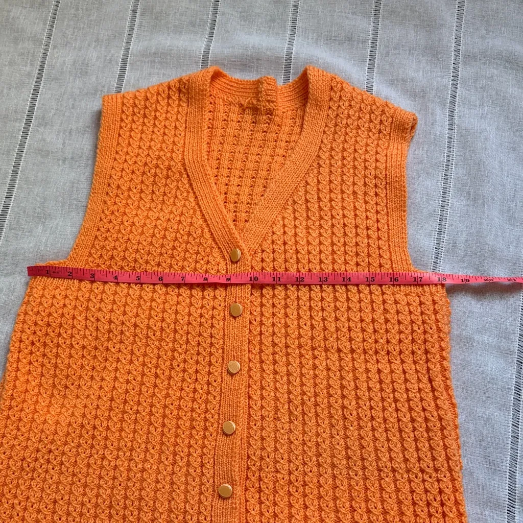 Handmade Vibrant Orange Women's Knit Vest - Image 8