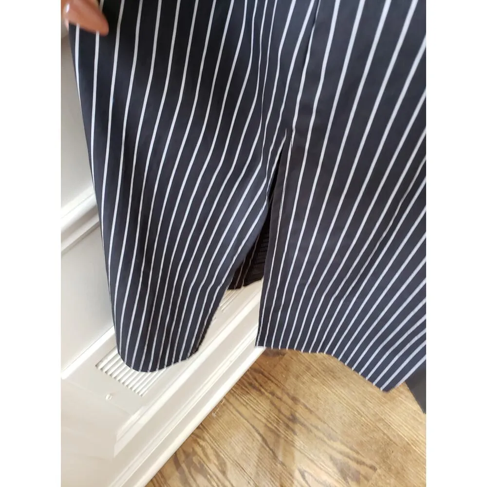 A New Day Dress Women L Black White Striped Shirt Long Sleeve Cotton Midi - Image 12