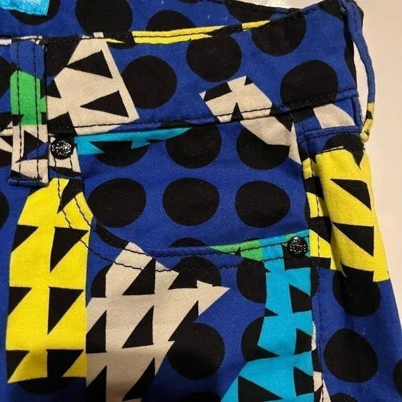 L’amour Nanette Lepore Denim Legging Funky Colors and Patterns Size 7‎ Juniors Blue - Image 7