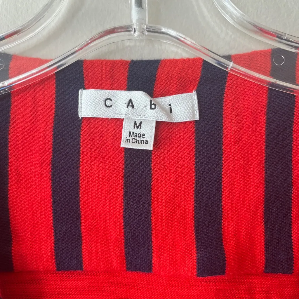 CAbi Sz M Striped Blazer Yacht Club Red Blue Gold Buttons Sweater V Neck Jacket‎ - Image 2