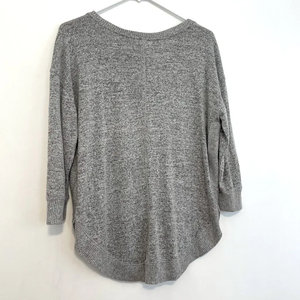 MAURICES Haven Button Shoulder Boat Neck Fleece Sweatshirt Gray Grey 3/4 Sweater - Image 14