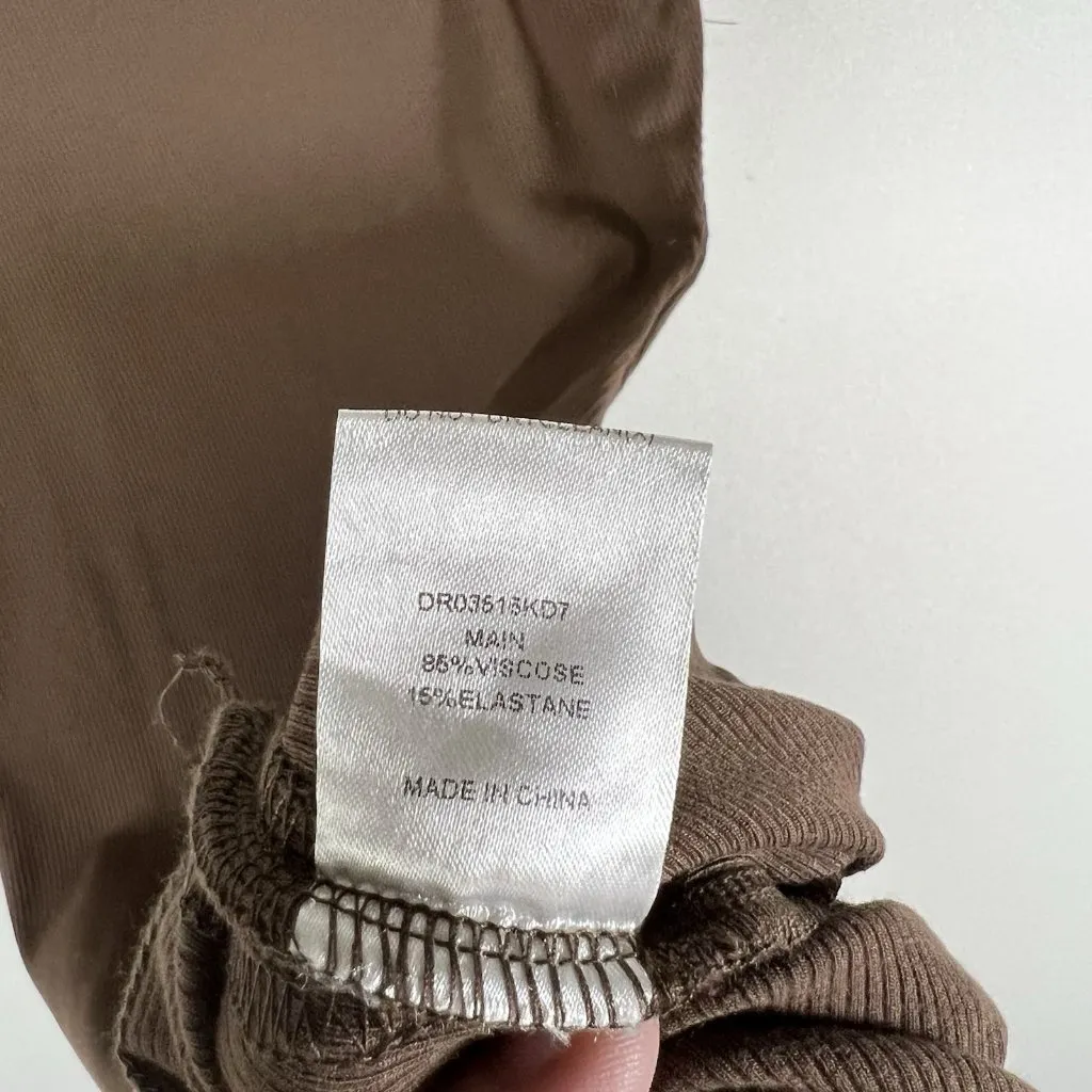 Meshki Dress Women's Small Brown Ribbed Knit Side Slit‎ Bodycon Sleeveless - Image 8