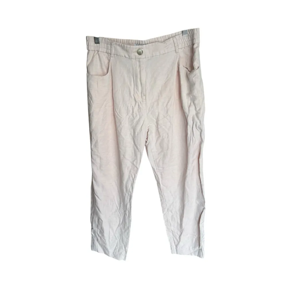 Reiss - NWOT Farrah Linen Blend Tapered Suit Work Trousers Pink Sz 10 - Image 4