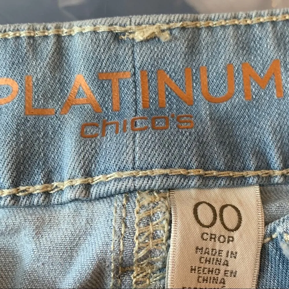 Chico’s New Jeans Platinum Crop Slimming Miami Bleach Light Wash Women's Size 2 - Image 6