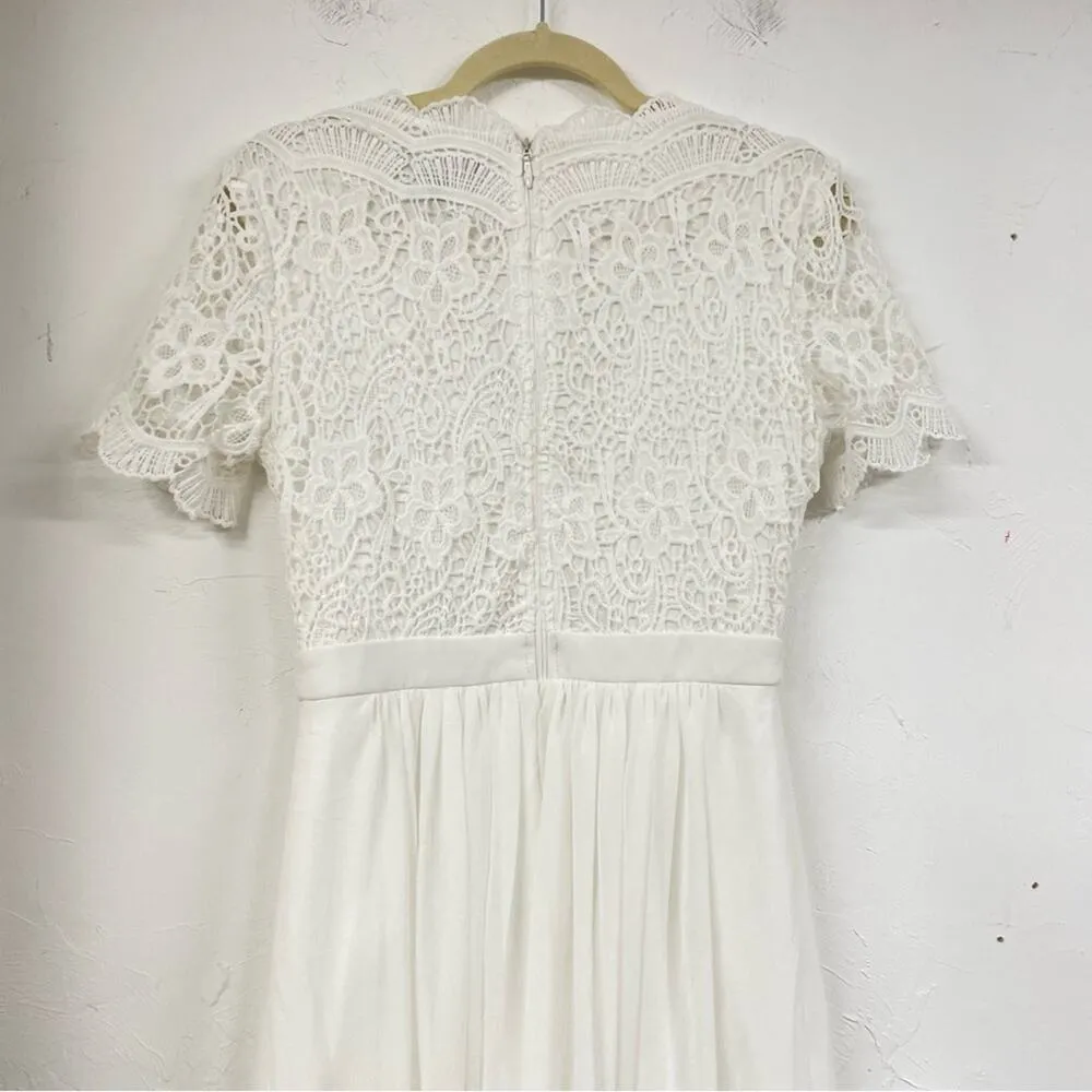 Lulus White Lace Short Sleeve Fit & Flare Mini Dress Womens S Bridal Formal - Image 12