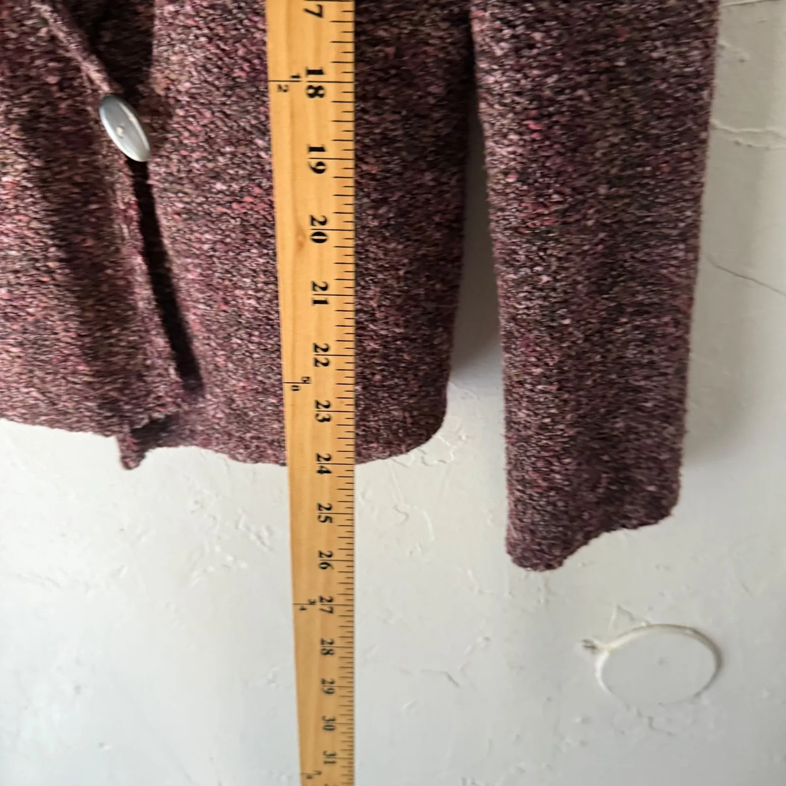 J. Jill Marled Burgundy Pink Chunky Knit Cardigan Sweater Medium Academia Purple - Image 7