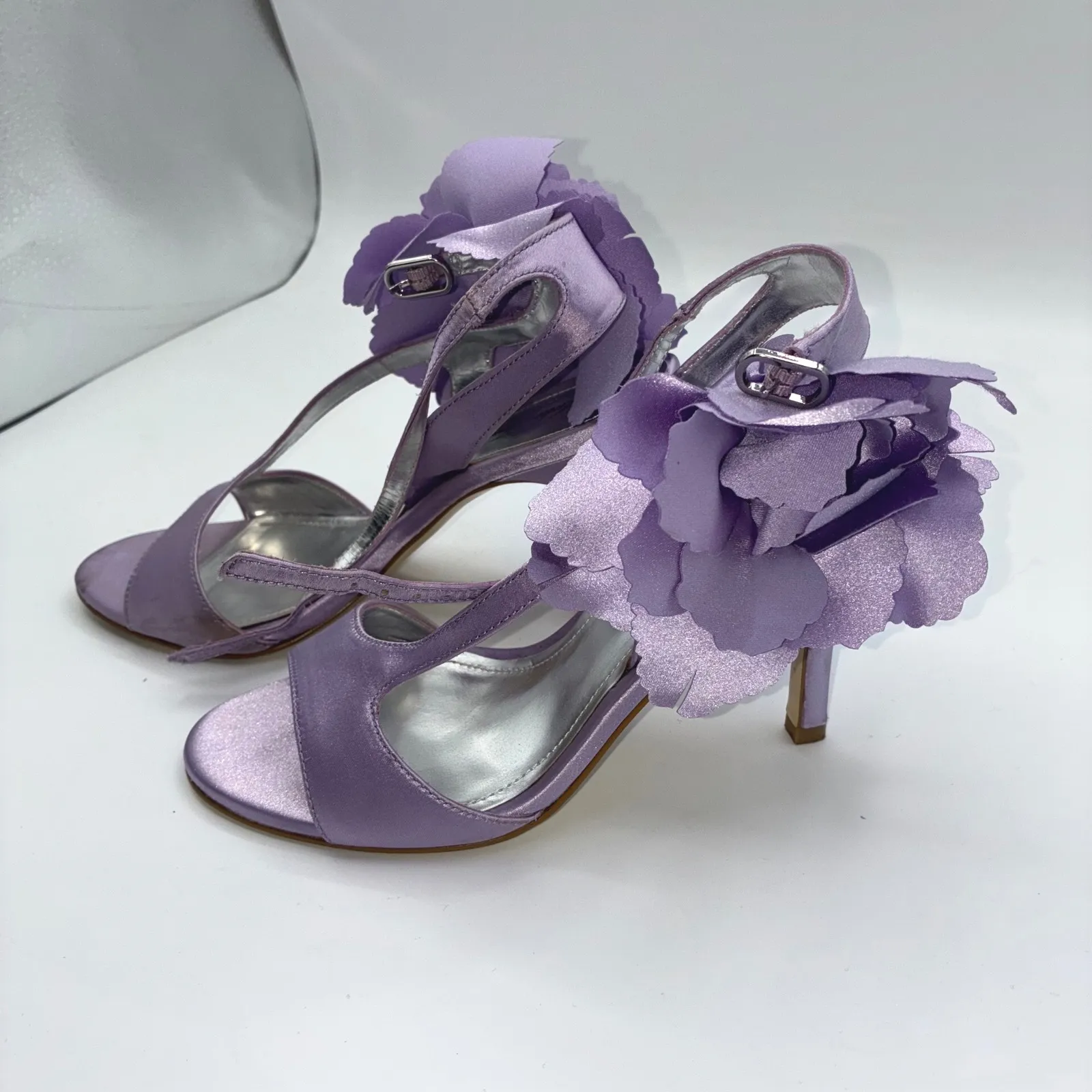 Lulu Townsend Womens Purple Flower Heels Size 6M Elegant Evening Party Shoes - Image 4