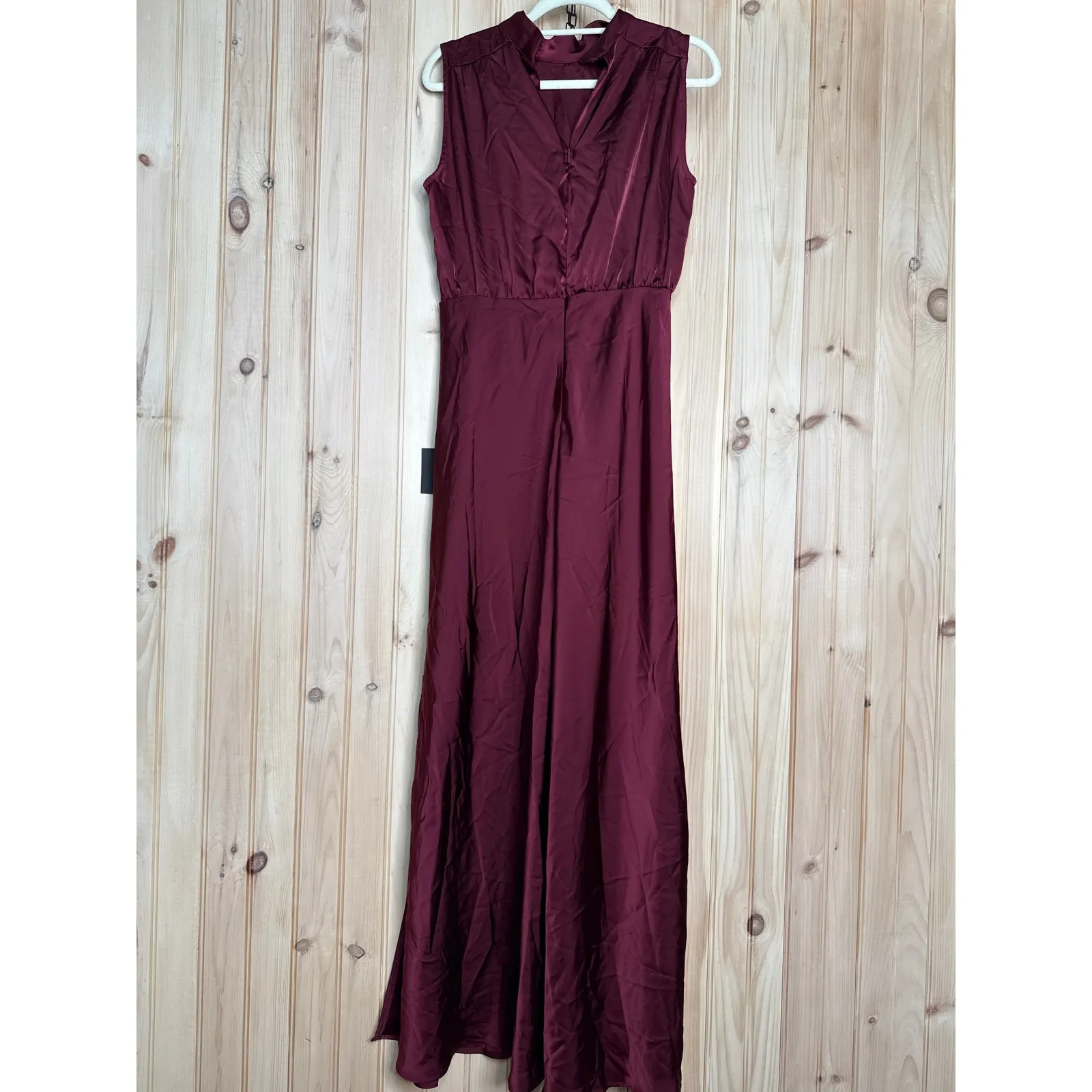 Lulus Classic Elegance Wine Satin Maxi Dress Wedding Bridesmaid Luxury Size L - Image 7